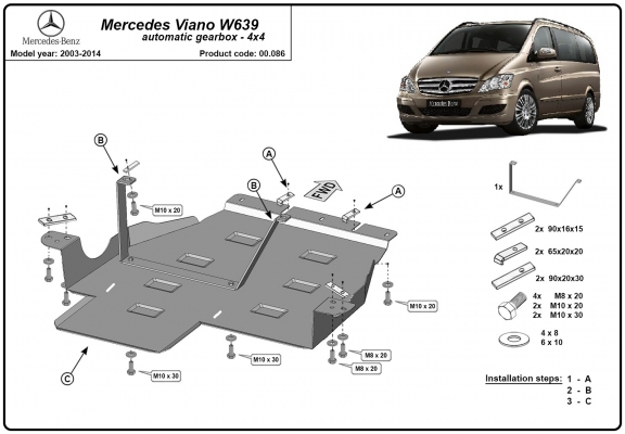 Protezione di acciaio per il cambio Mercedes Viano W639 - 4x4 - cambio automatico