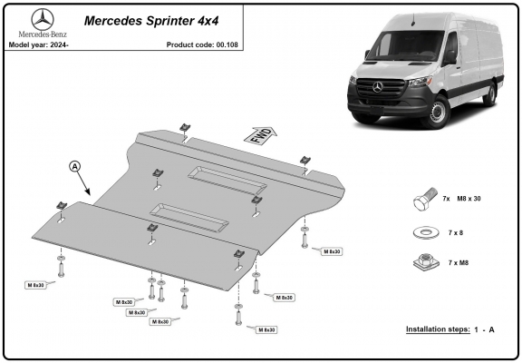 Protezione di acciaio per il cambio Mercedes Sprinter 4x4