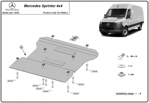 Protezione di alluminio  per il cambio Mercedes Sprinter 4x4