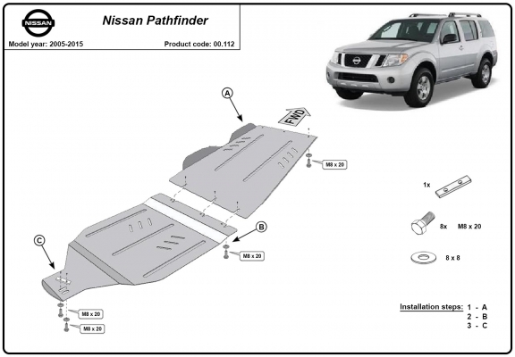 Protezione di acciaio per la differenziale e il cambio Nissan Pathfinder